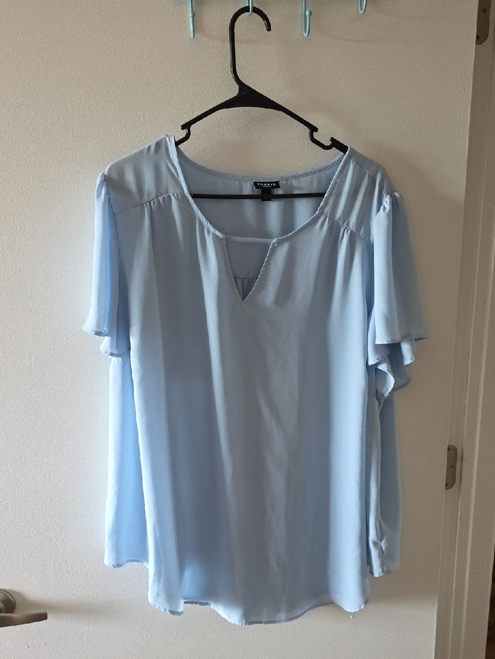 Torrid Light Blue Flutter Sleeve Blouse